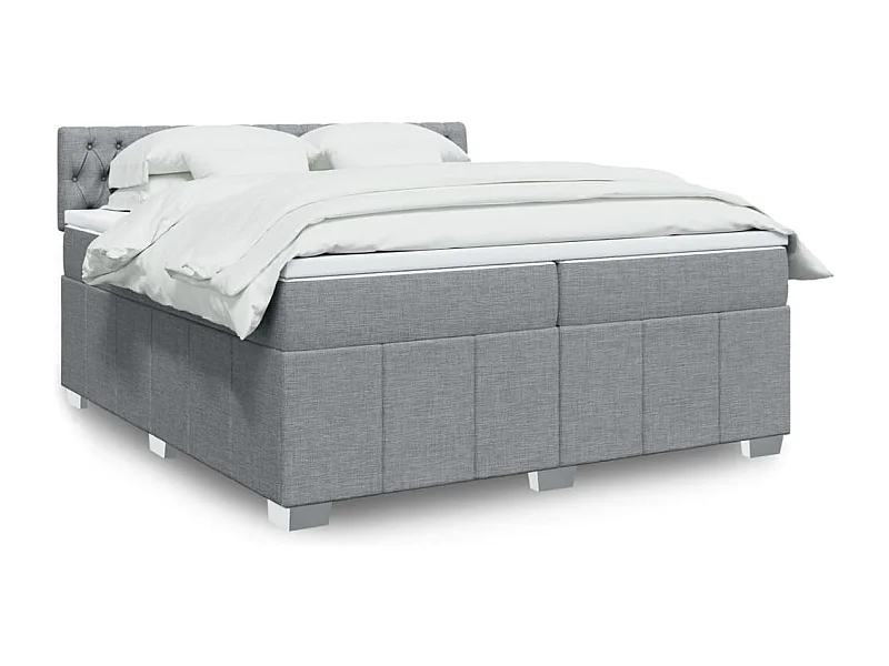 Sommier à lattes de lit avec matelas Gris clair 200x200cm Tissu