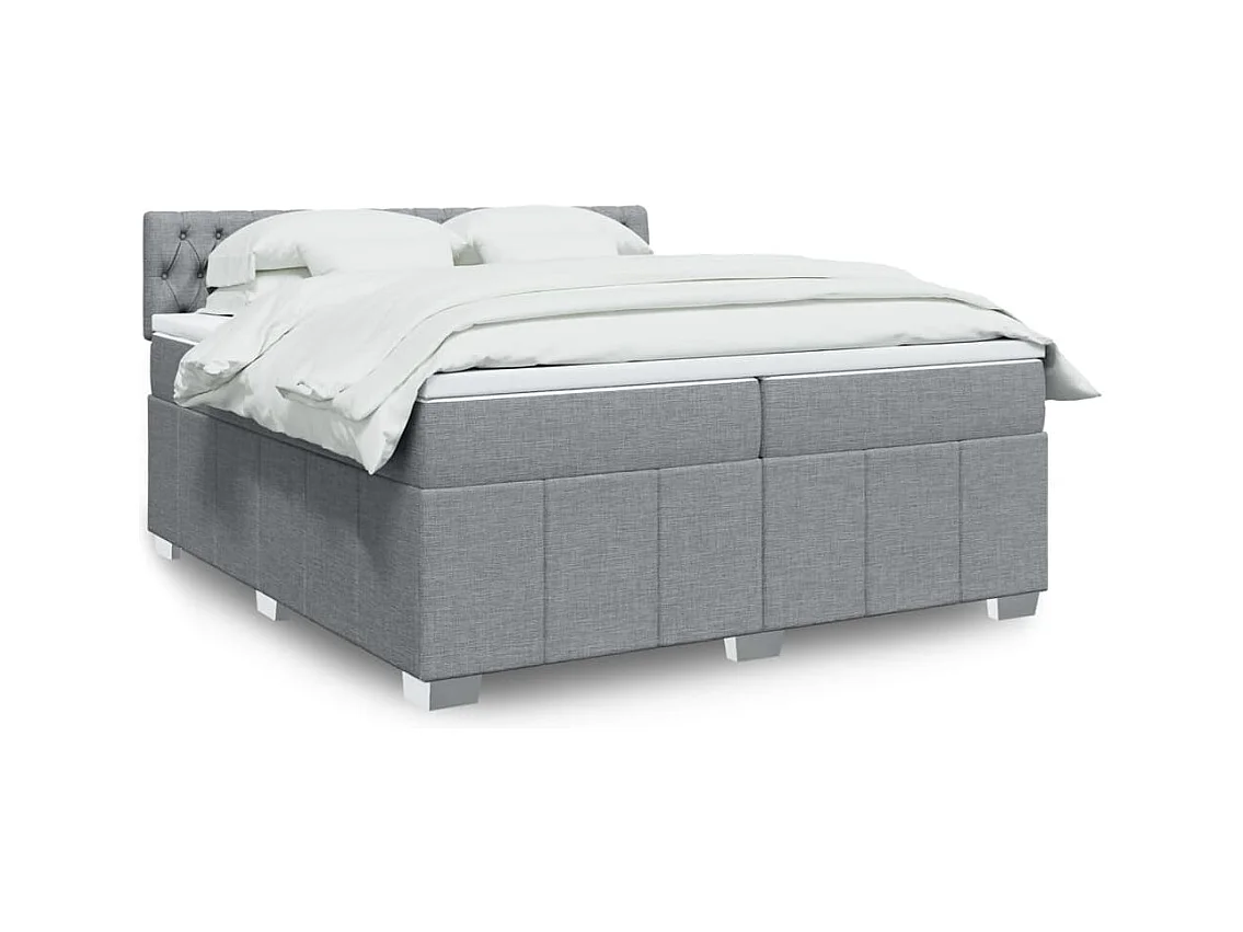 Cama box spring con colchón tela gris claro 200x200 cm