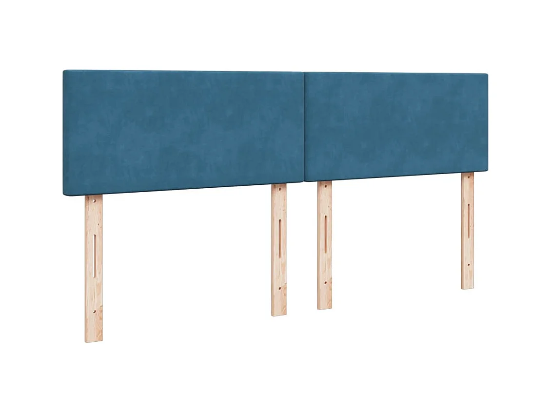 Cama box spring con colchón terciopelo azul 180x200 cm