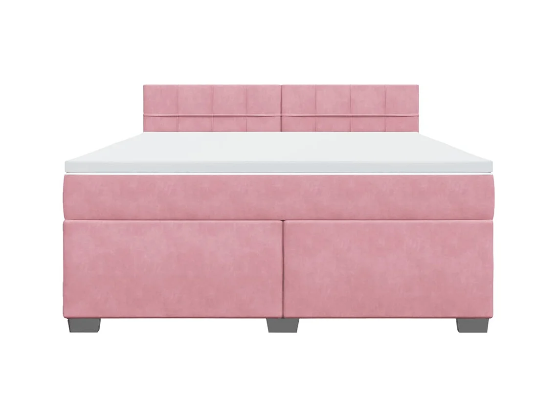 Cama box spring con colchón terciopelo rosa 180x200 cm