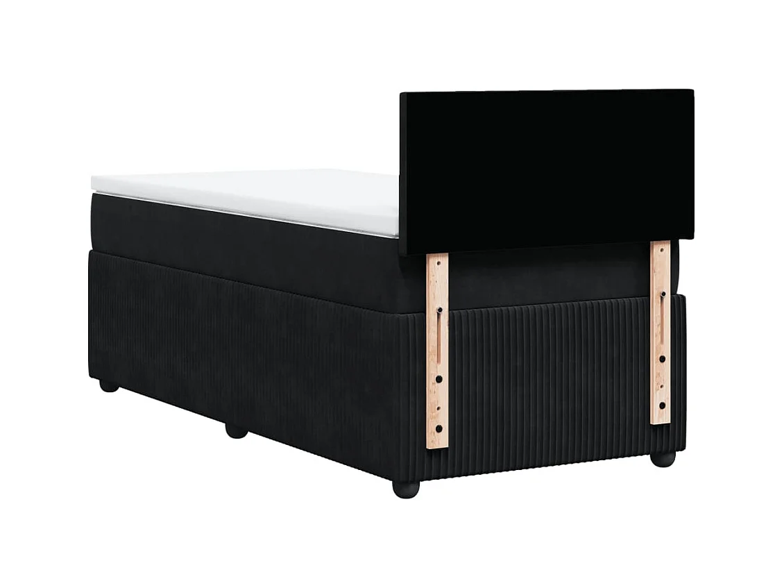 Cama box spring con colchón terciopelo negro 80x200 cm