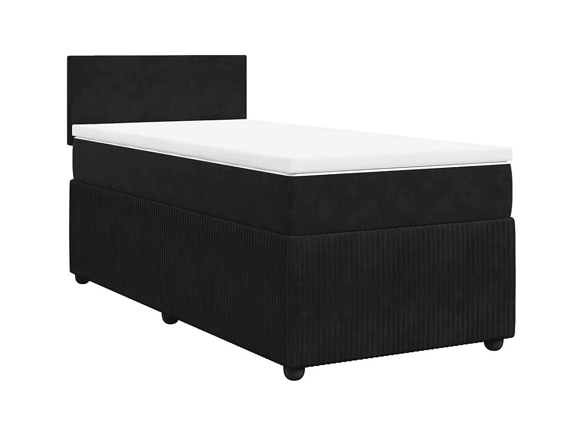 Cama box spring con colchón terciopelo negro 80x200 cm