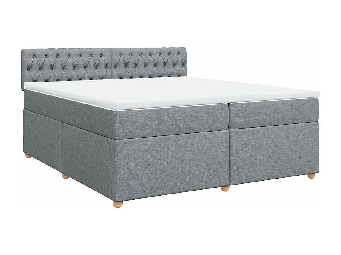Cama box spring con colchón tela gris claro 200x200 cm