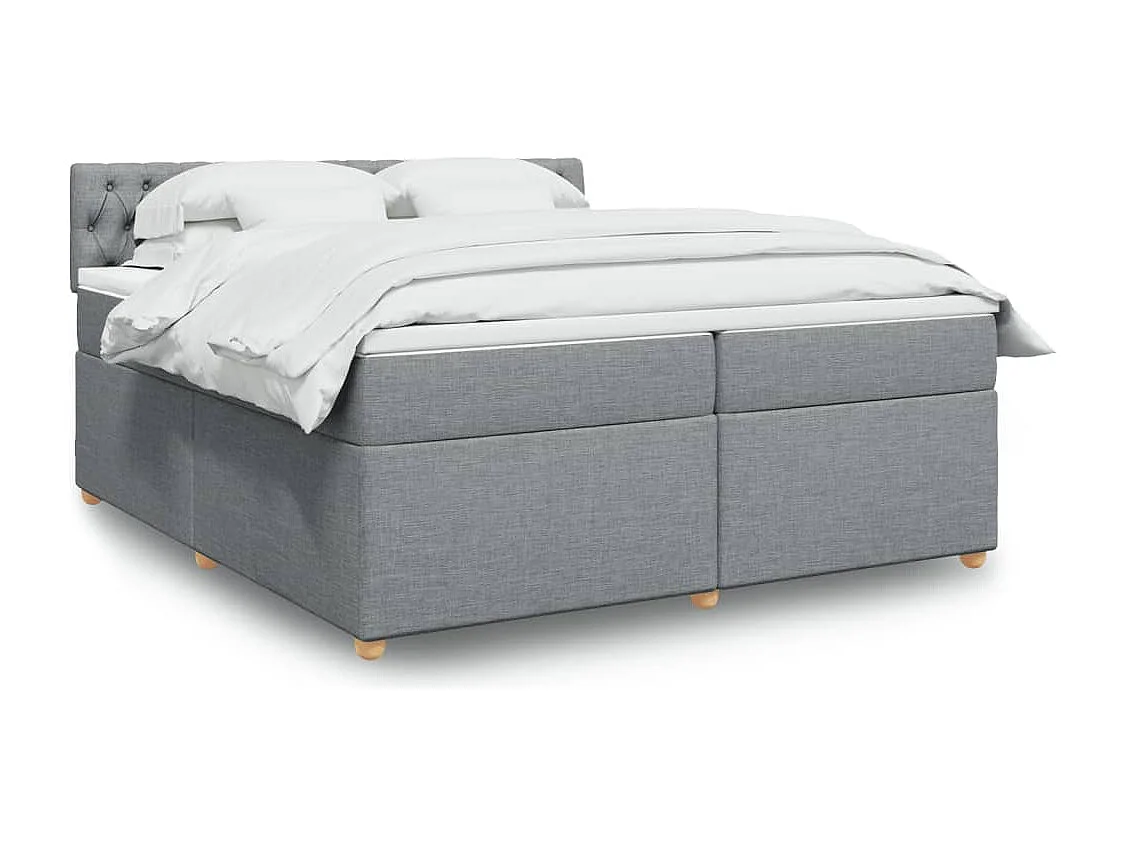 Cama box spring con colchón tela gris claro 200x200 cm