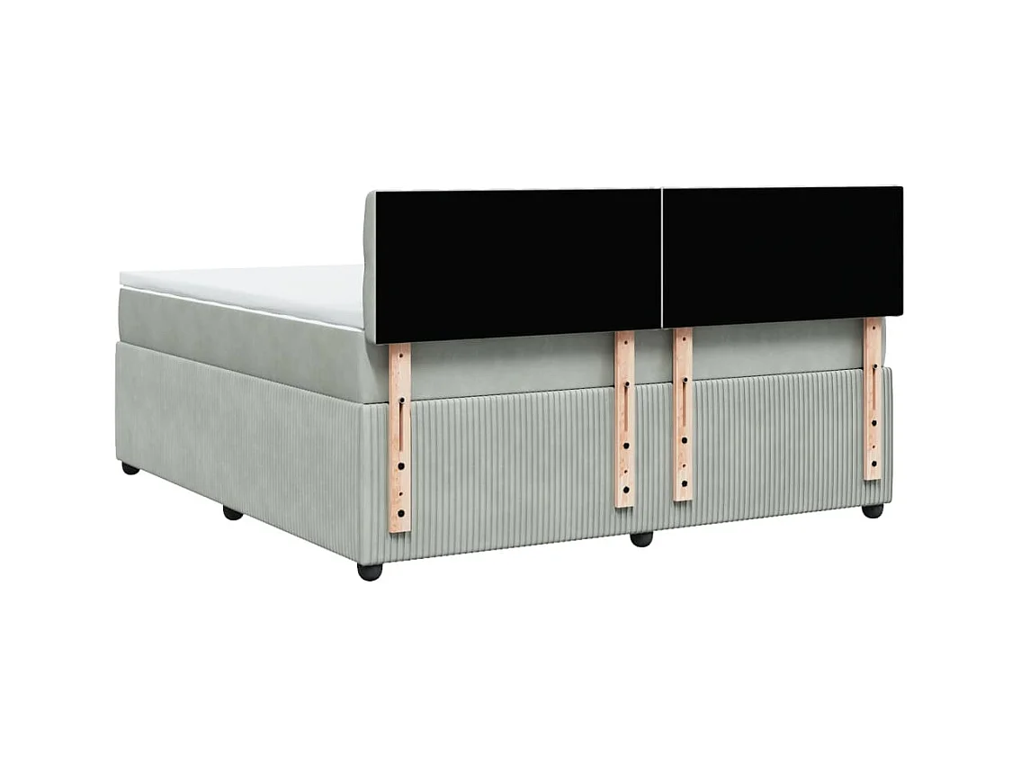 Cama com molas/colchão 180x200 cm veludo cinzento-claro