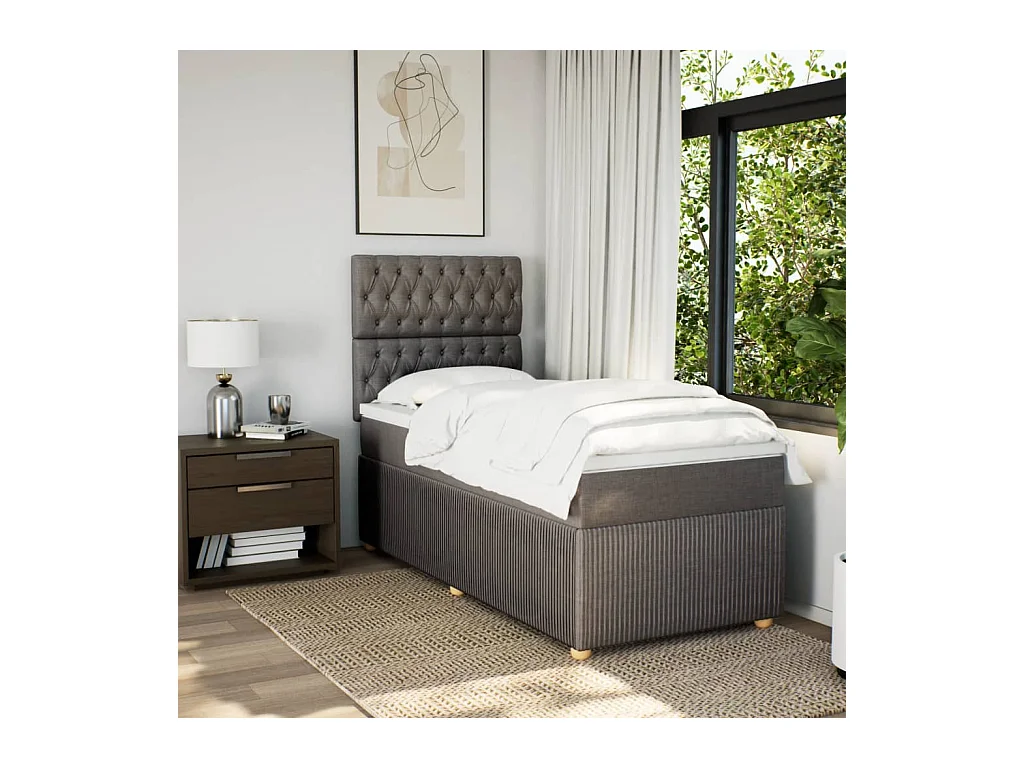 Sommier à lattes de lit avec matelas Taupe 90x200 cm Tissu