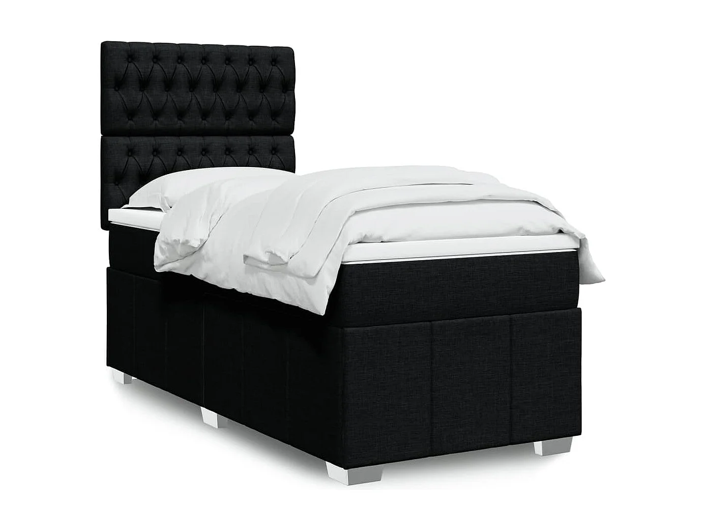 Sommier à lattes de lit avec matelas Noir 100x200 cm Tissu