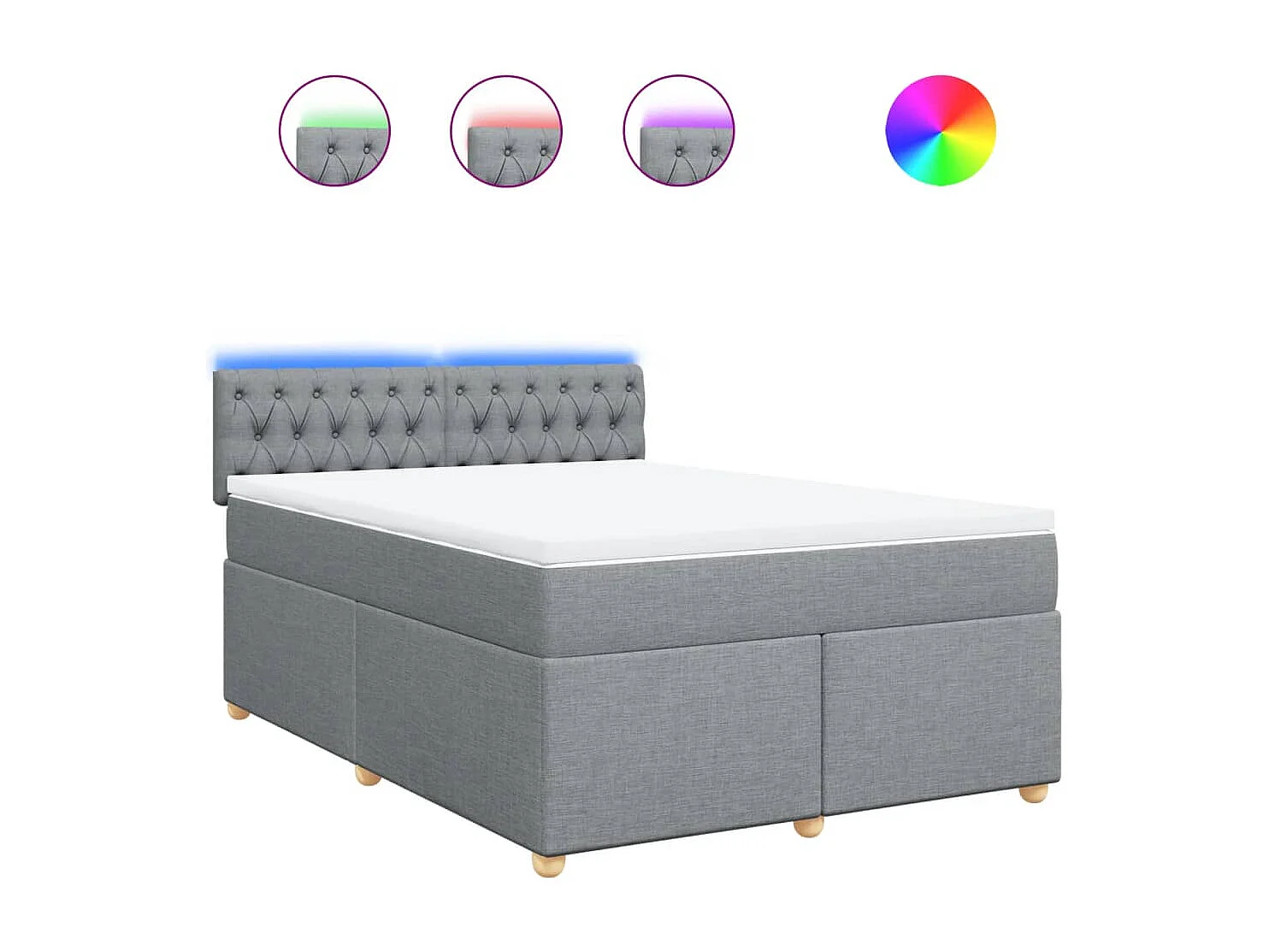 Sommier à lattes de lit avec matelas Gris clair 140x190cm Tissu