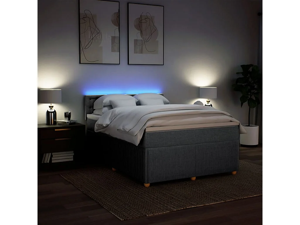 Sommier à lattes de lit avec matelas Gris clair 140x190cm Tissu