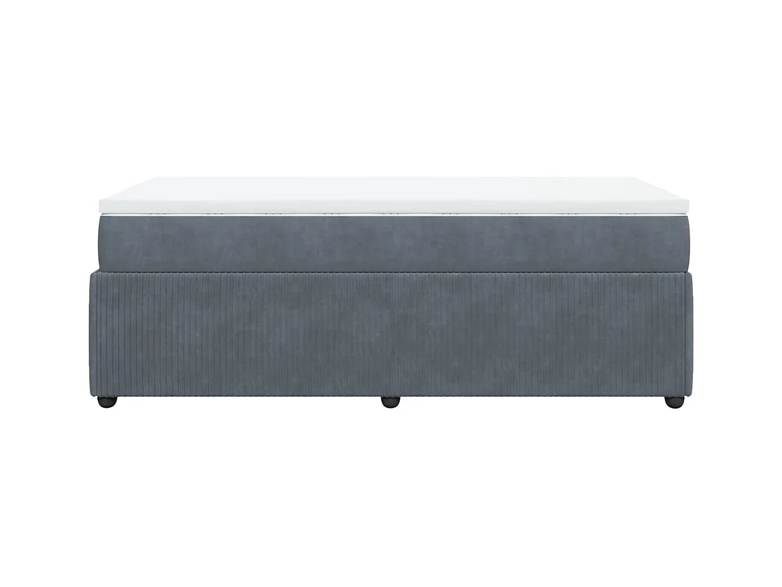 Cama box spring con colchón terciopelo gris oscuro 90x190 cm