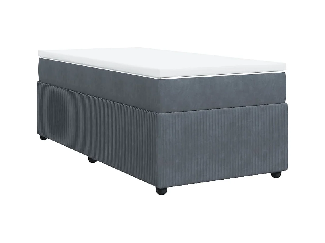 Sommier à lattes de lit et matelas Gris foncé 90x190 cm Velours