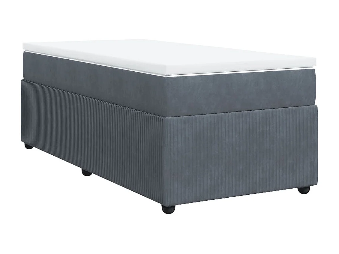 Cama box spring con colchón terciopelo gris oscuro 90x190 cm