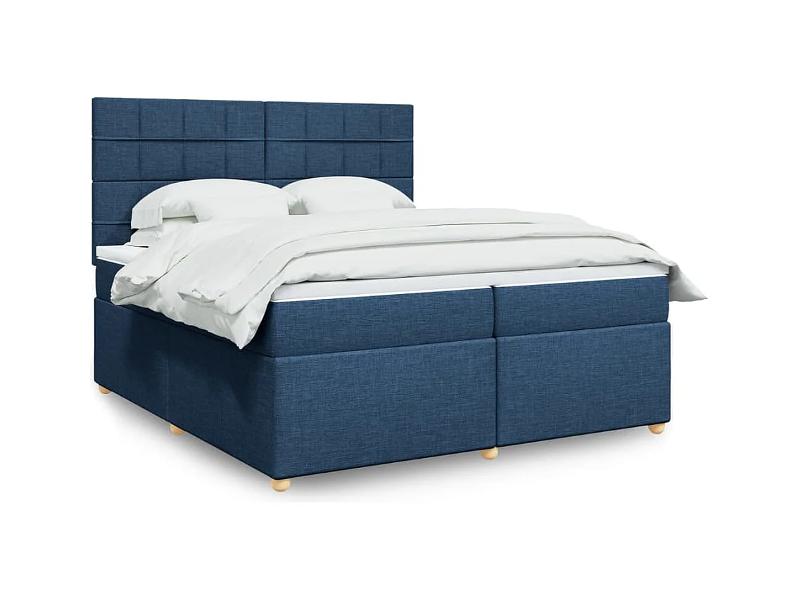 Sommier à lattes de lit avec matelas Bleu 200x200 cm Tissu