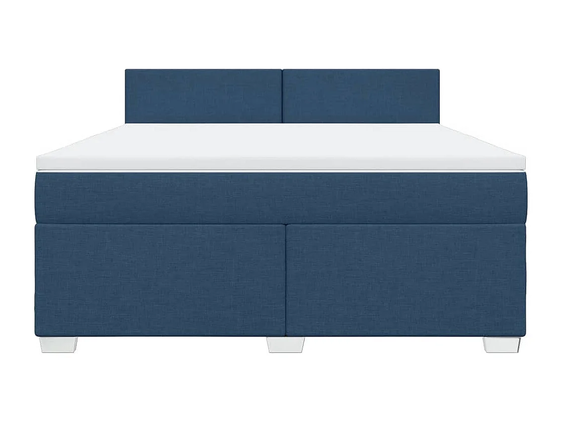 Cama box spring con colchón tela azul 180x200 cm