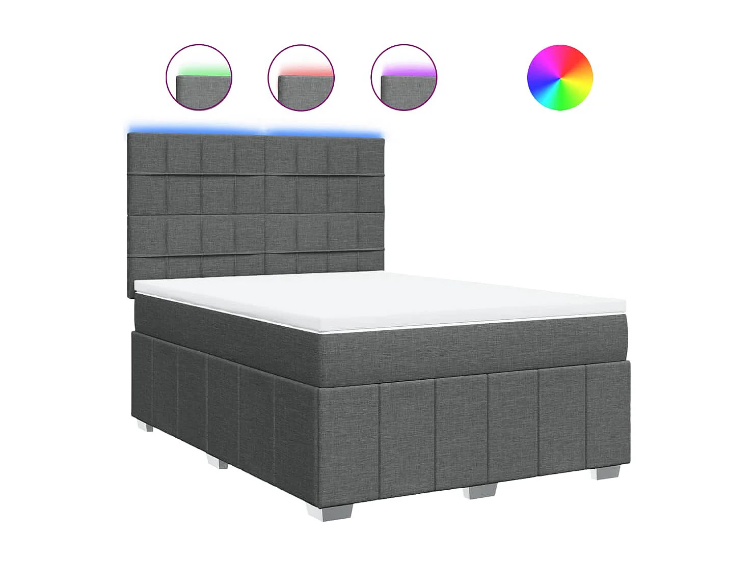 Boxspring met matras stof donkergrijs 140x200 cm