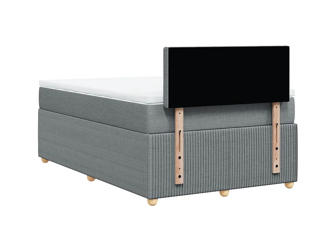 Cama boxspring com colchão 120x190 cm tecido cinzento-claro