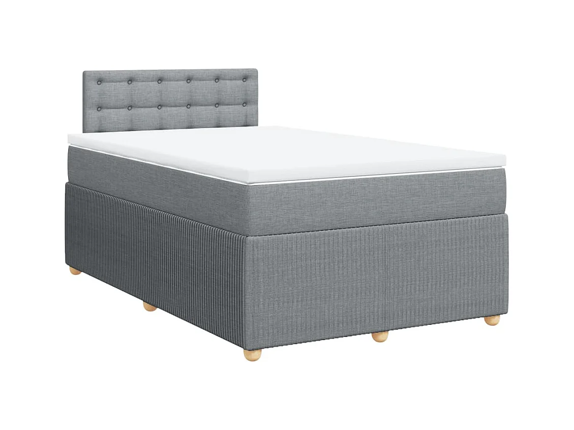 Cama boxspring com colchão 120x190 cm tecido cinzento-claro