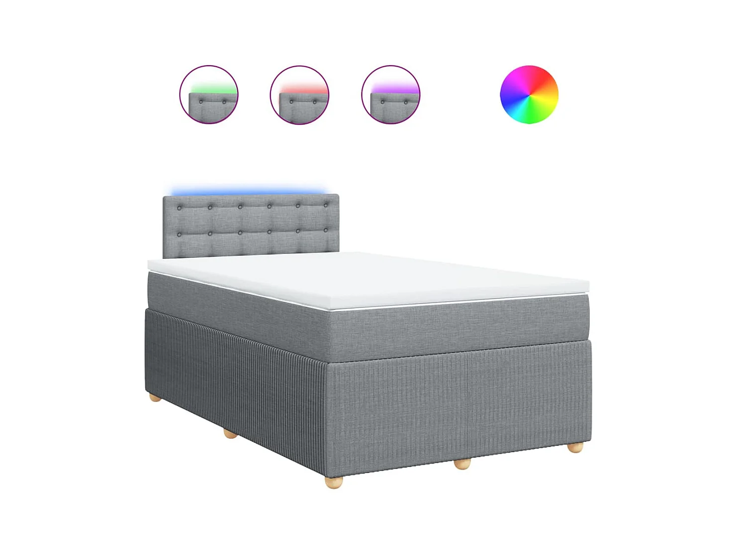 Cama boxspring com colchão 120x190 cm tecido cinzento-claro