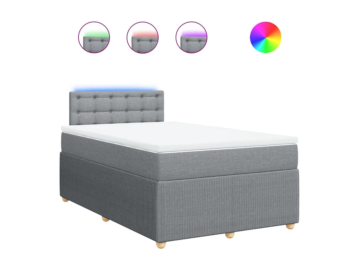 Cama boxspring com colchão 120x190 cm tecido cinzento-claro