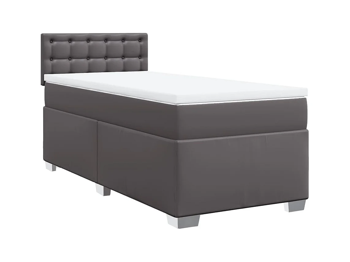 Sommier à lattes de lit avec matelas Gris 90x200 cm Similicuir
