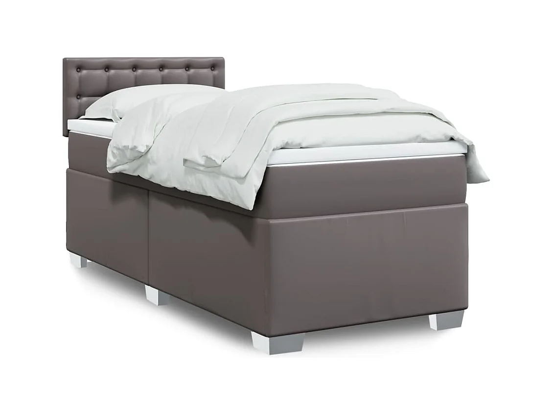 Sommier à lattes de lit avec matelas Gris 90x200 cm Similicuir
