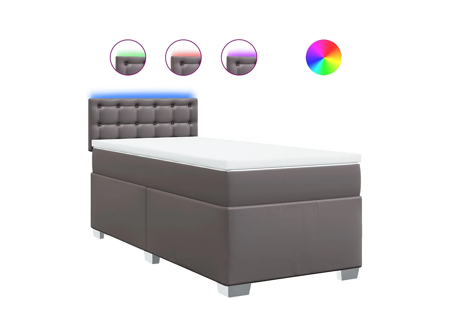 Sommier à lattes de lit avec matelas Gris 90x200 cm Similicuir