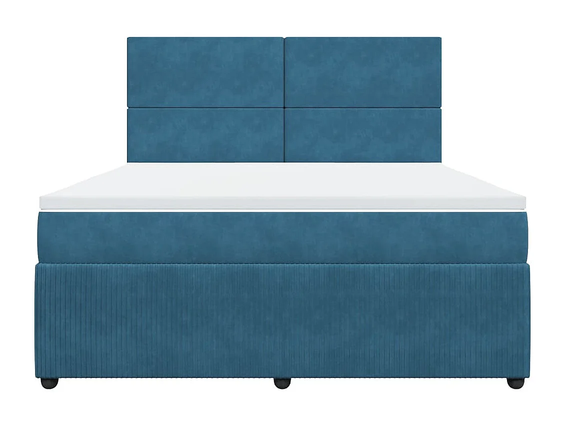 Cama box spring con colchón terciopelo azul oscuro 180x200 cm