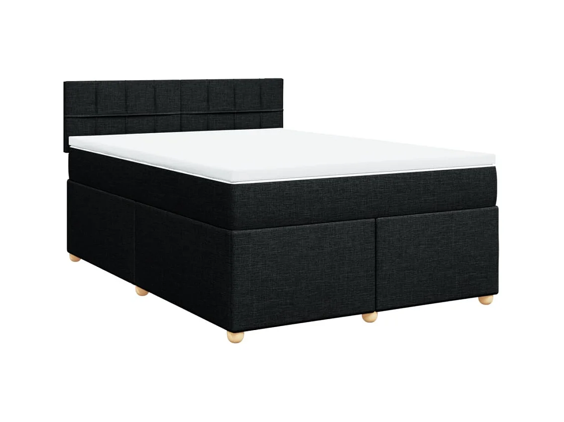 Sommier à lattes de lit avec matelas Noir 140x200 cm Tissu
