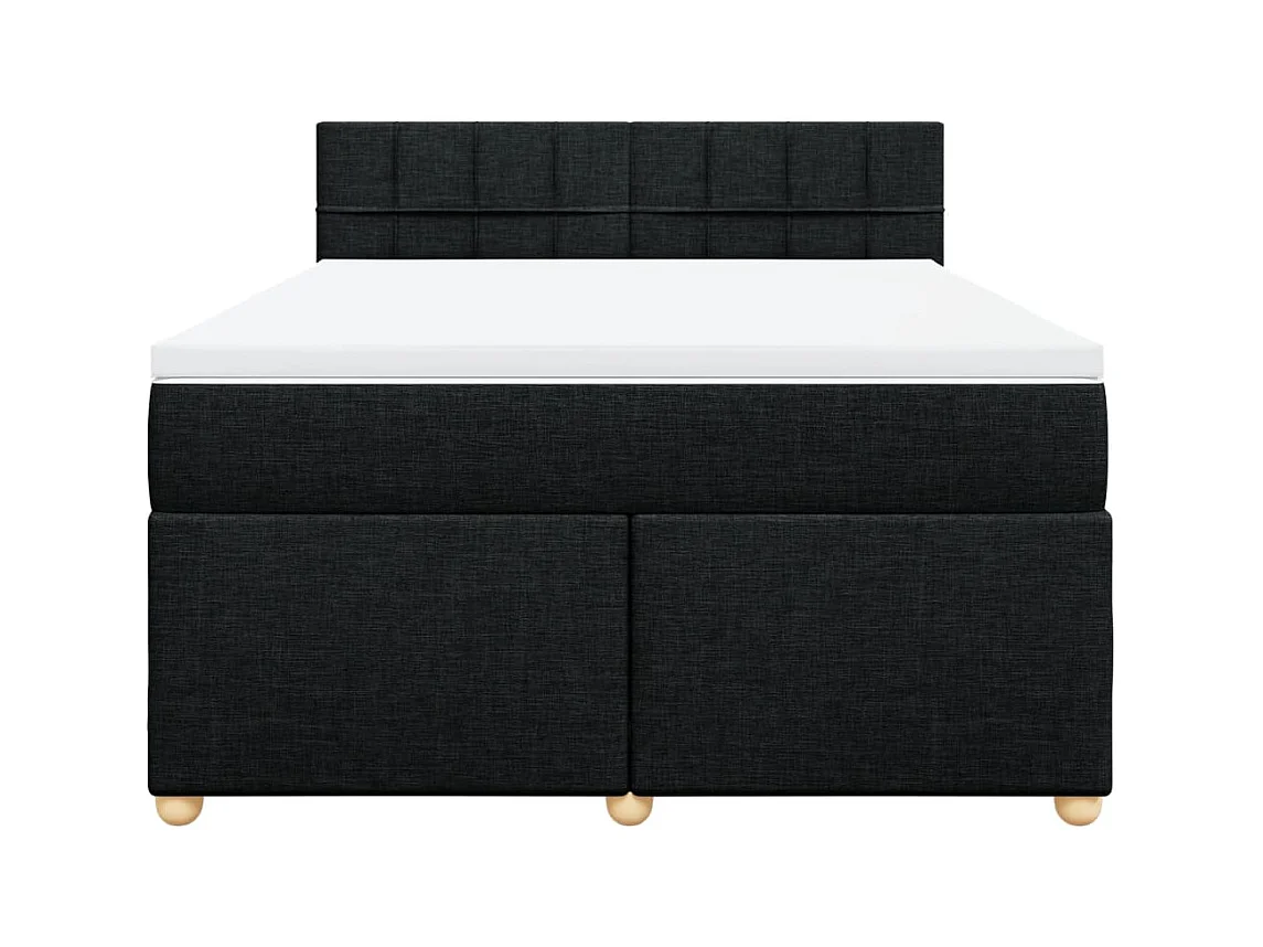 Sommier à lattes de lit avec matelas Noir 140x200 cm Tissu
