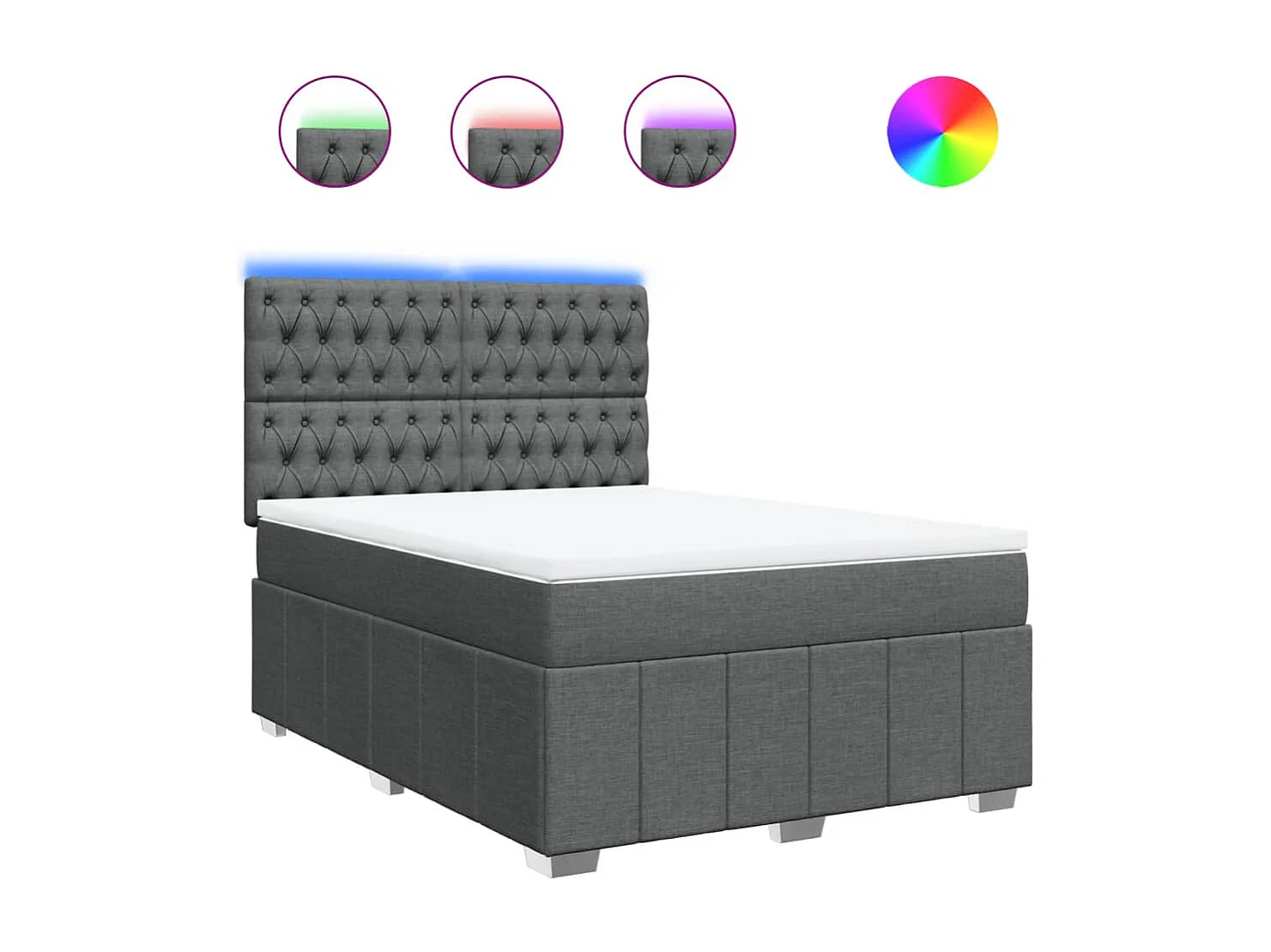 Sommier à lattes de lit avec matelas Gris foncé 160x200cm Tissu