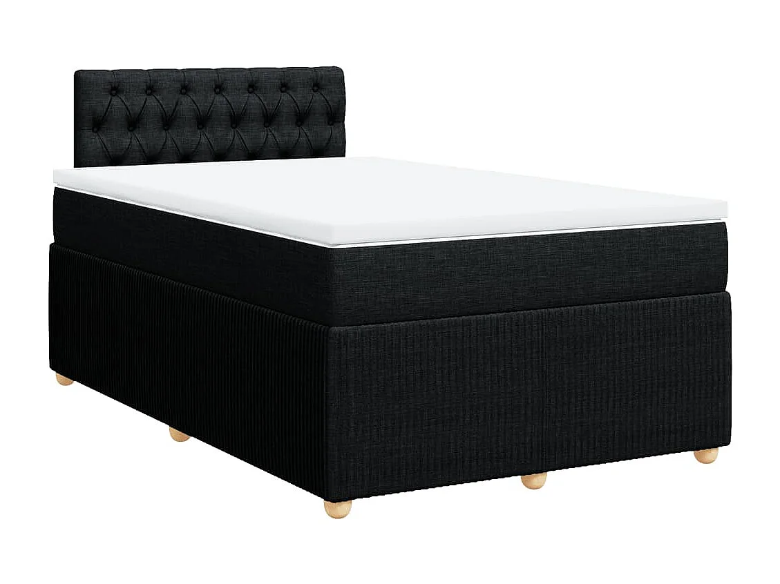 Cama box spring con colchón tela negro 120x200 cm