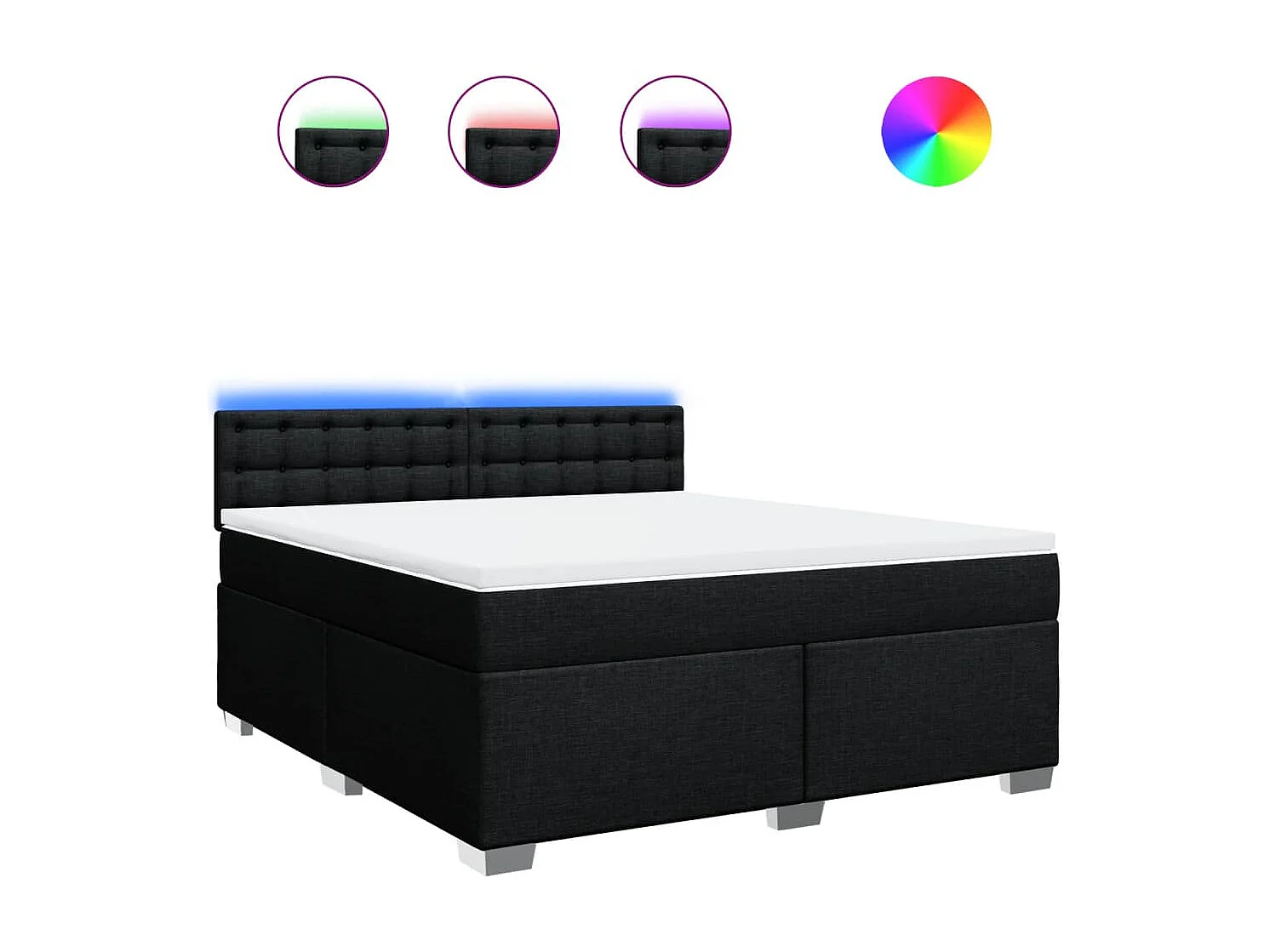 Sommier à lattes de lit avec matelas Noir 180x200 cm Tissu