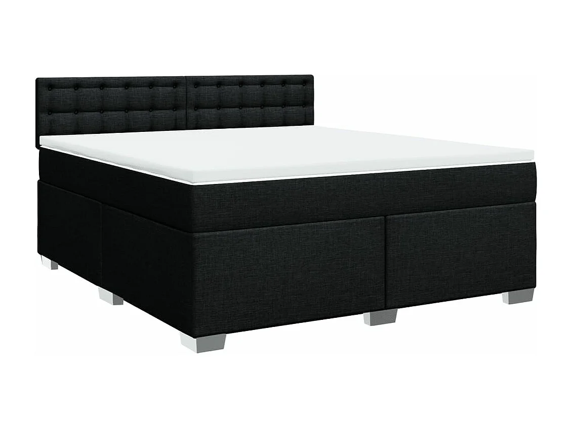 Sommier à lattes de lit avec matelas Noir 180x200 cm Tissu