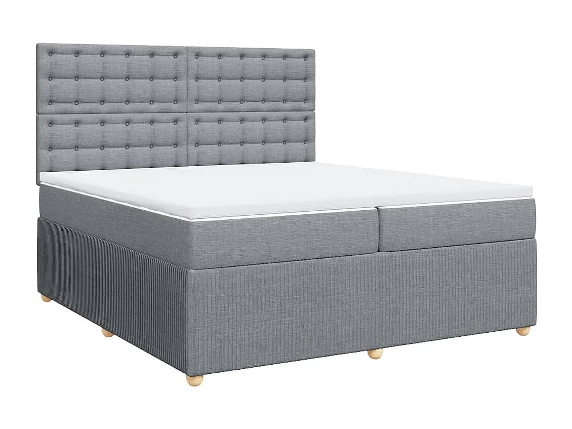 Cama box spring con colchón tela gris claro 200x200 cm