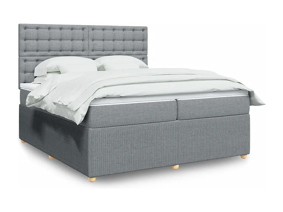 Sommier à lattes de lit avec matelas Gris clair 200x200cm Tissu