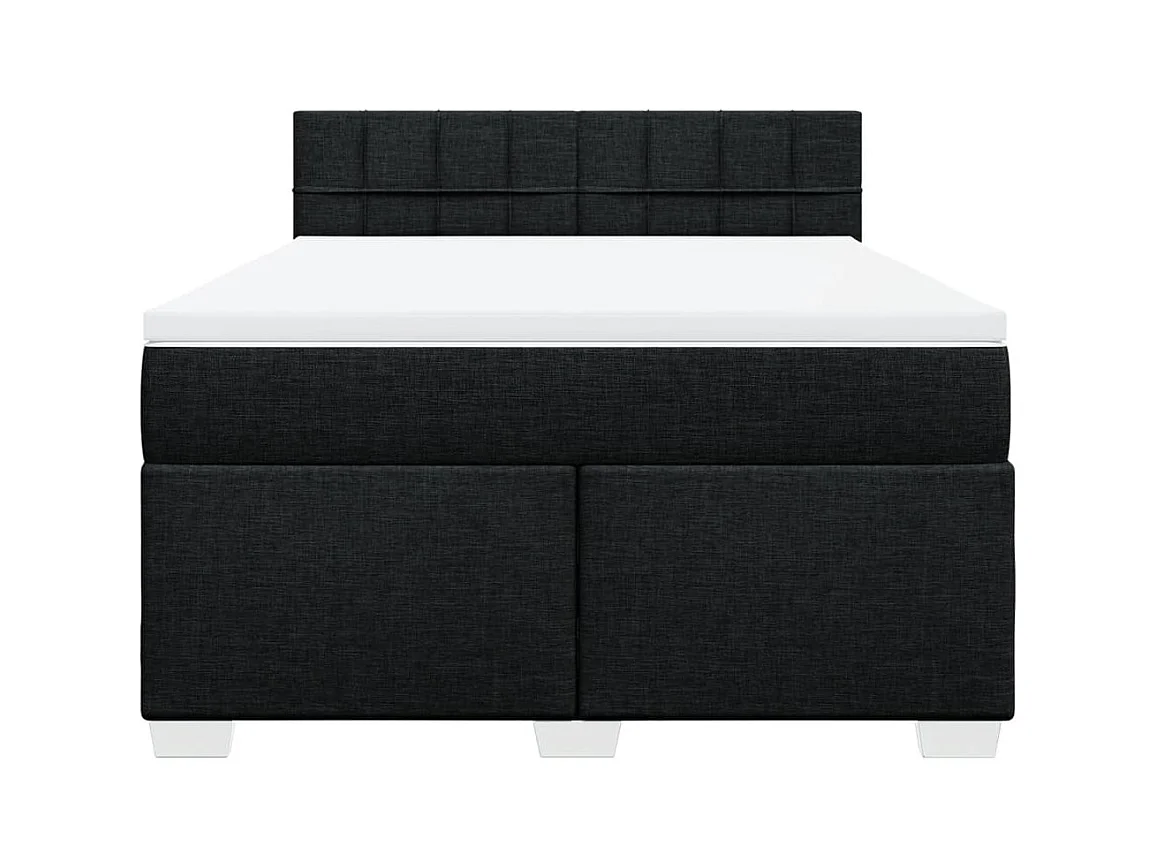 Sommier à lattes de lit avec matelas Noir 160x200 cm Tissu