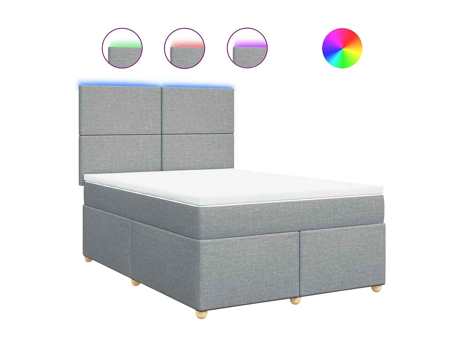 Sommier à lattes de lit avec matelas Gris clair 140x190cm Tissu