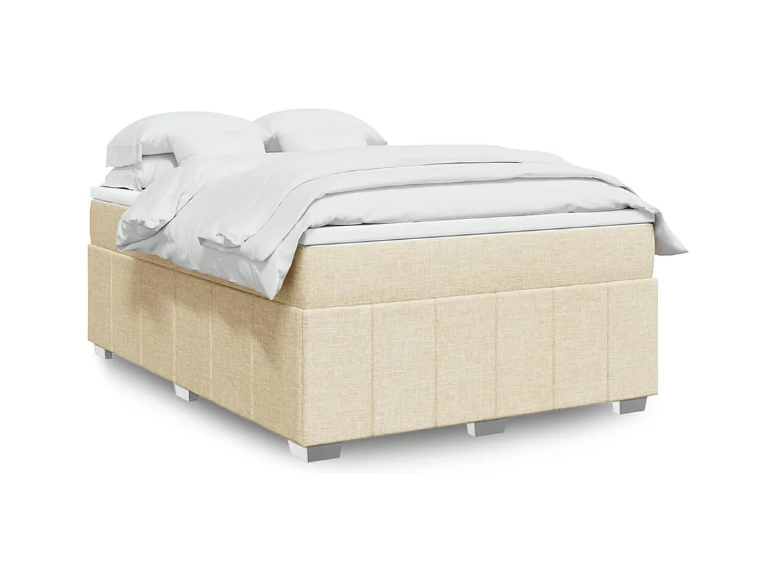 Sommier à lattes de lit avec matelas Crème 140x200 cm Tissu