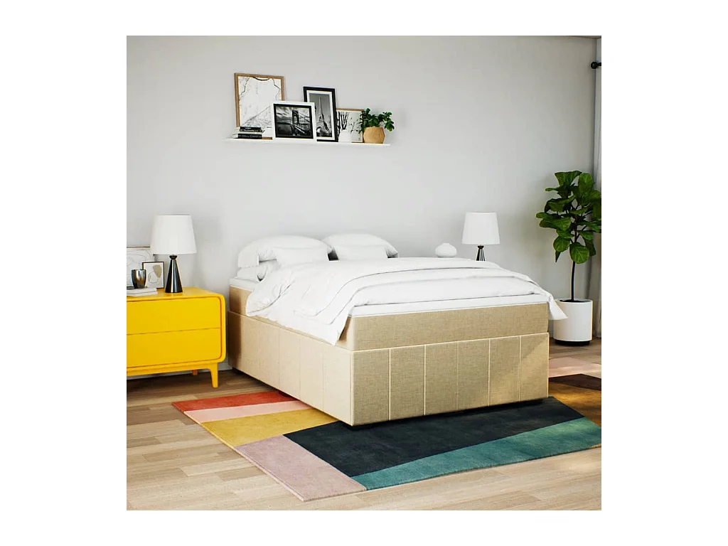 Cama com molas/colchão 140x200 cm tecido cor creme