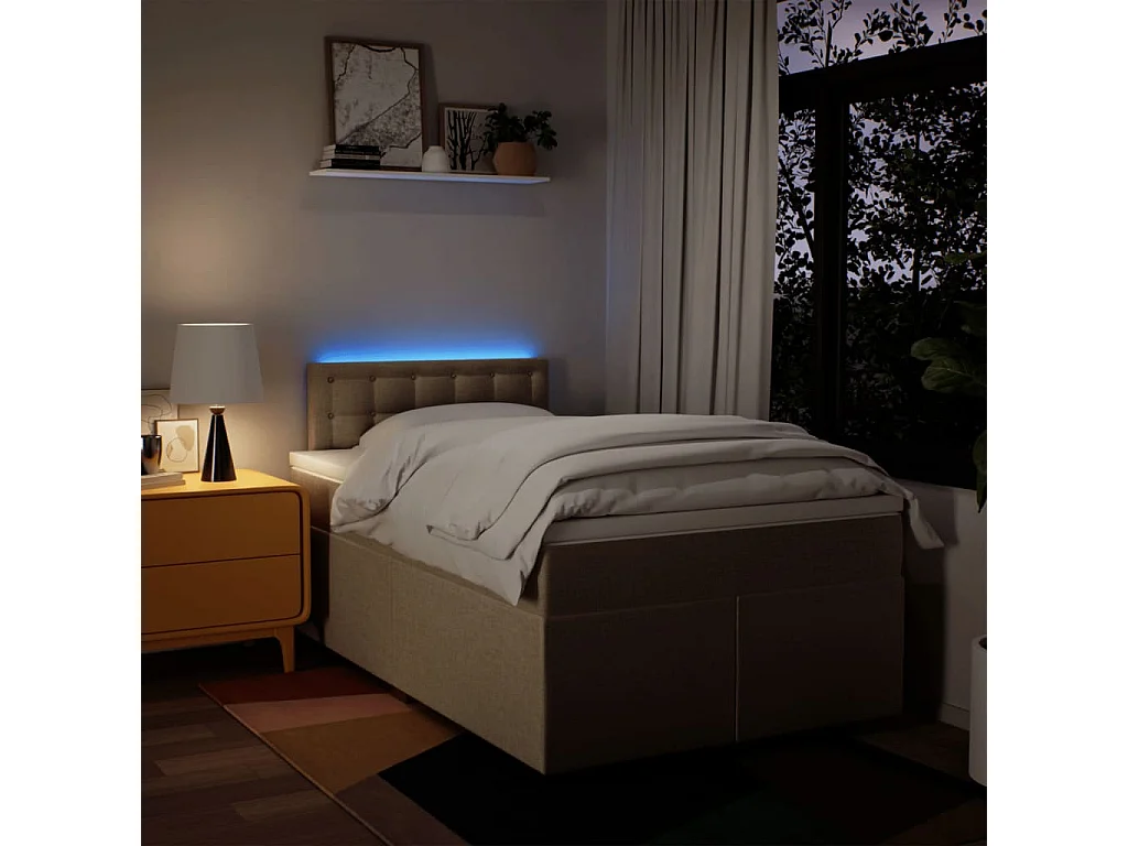 Sommier à lattes de lit avec matelas crème 120x190 cm tissu