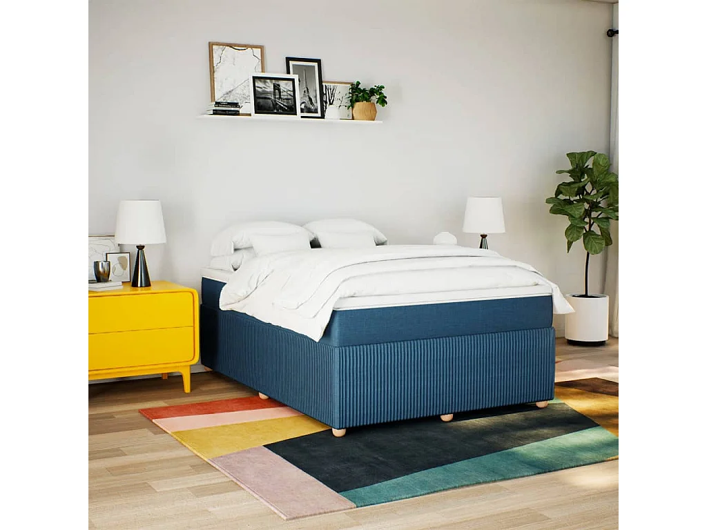Boxspring met matras stof blauw 160x200 cm