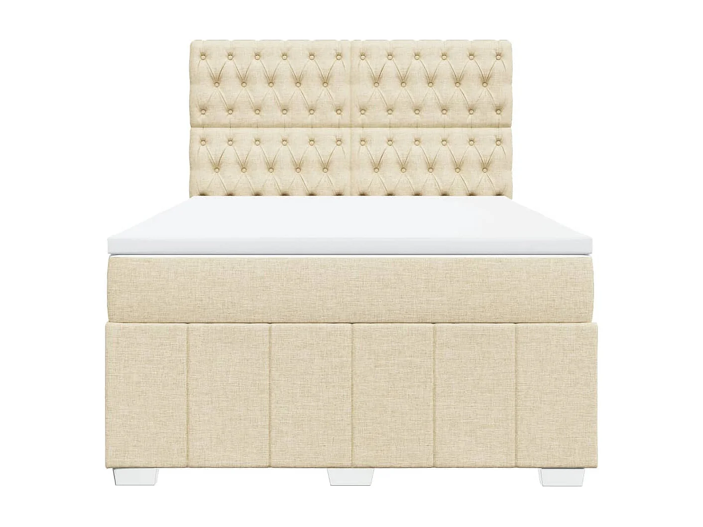 Cama box spring con colchón tela color crema 160x200 cm