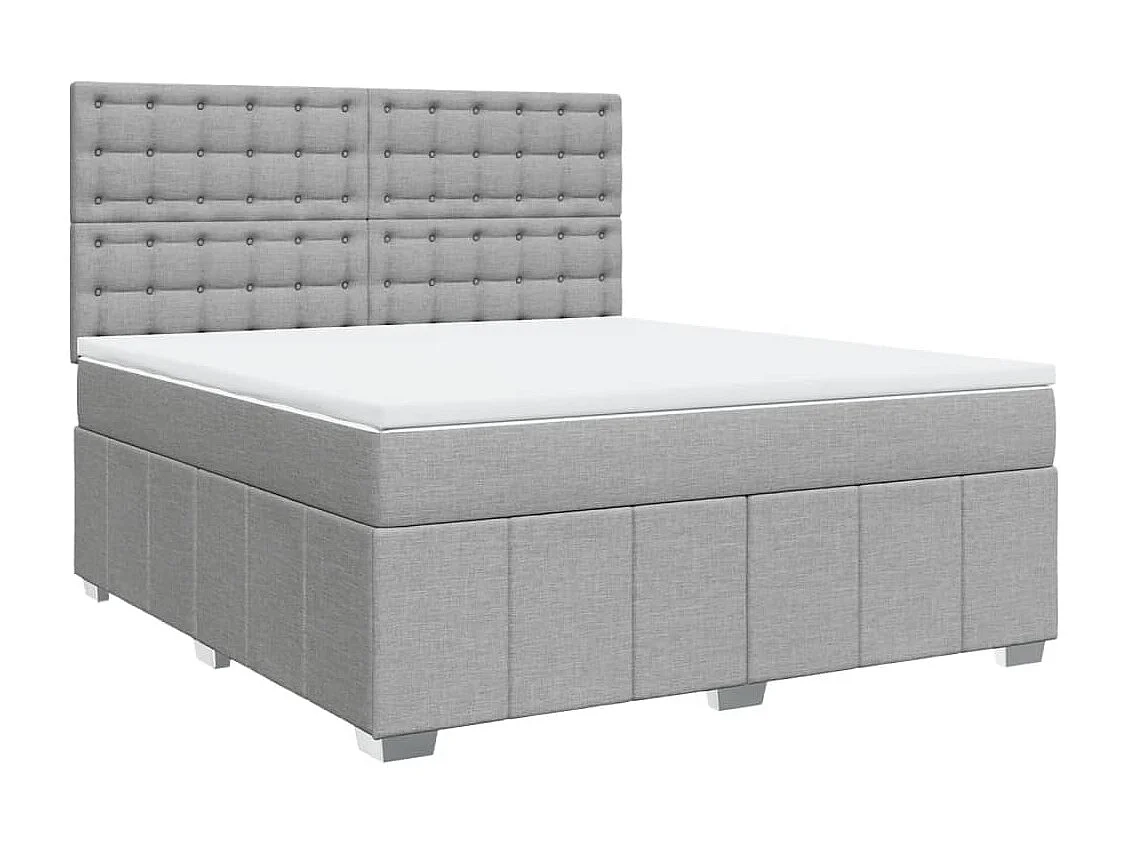 Cama box spring con colchón tela gris claro 180x200 cm