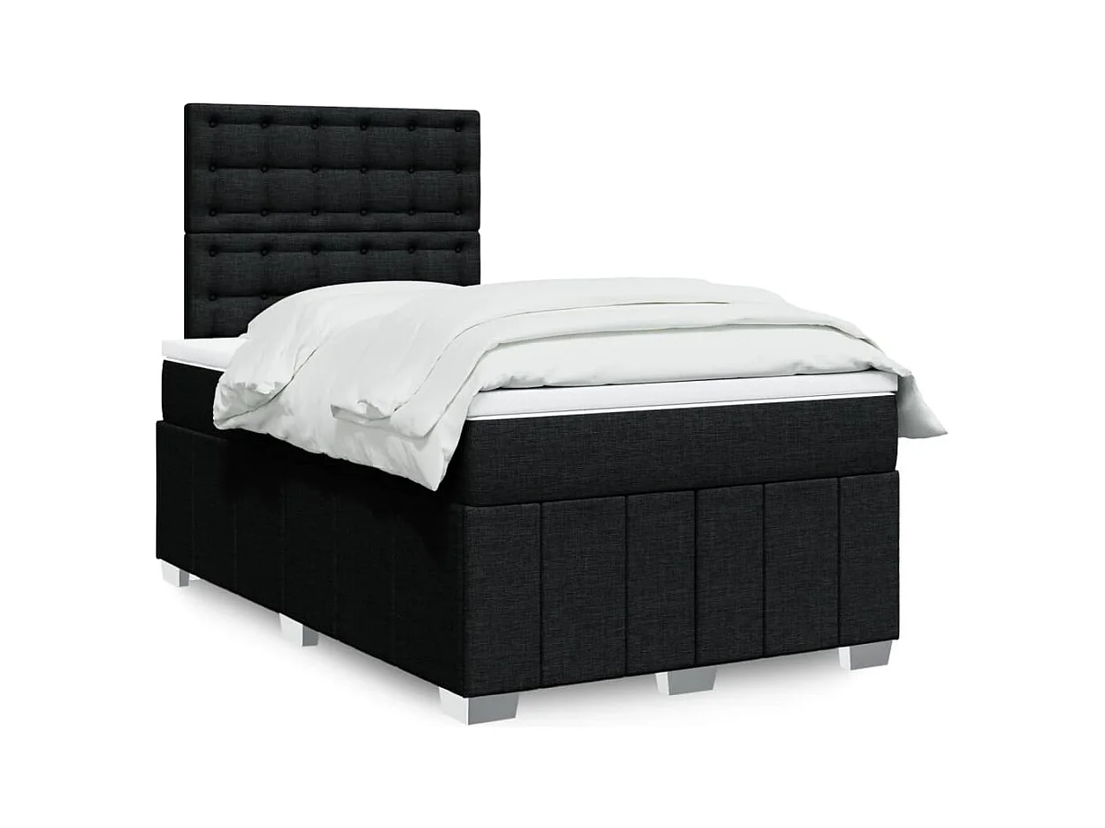 Sommier à lattes de lit avec matelas noir 120x190 cm tissu