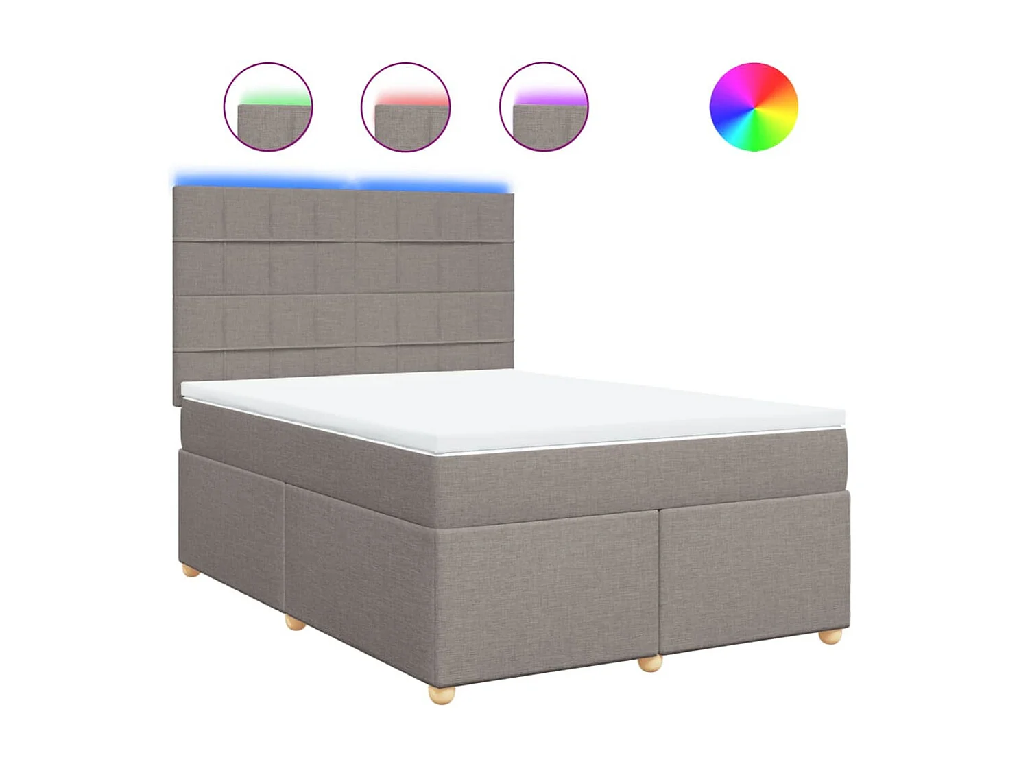 Cama box spring con colchón tela gris taupe 160x200 cm