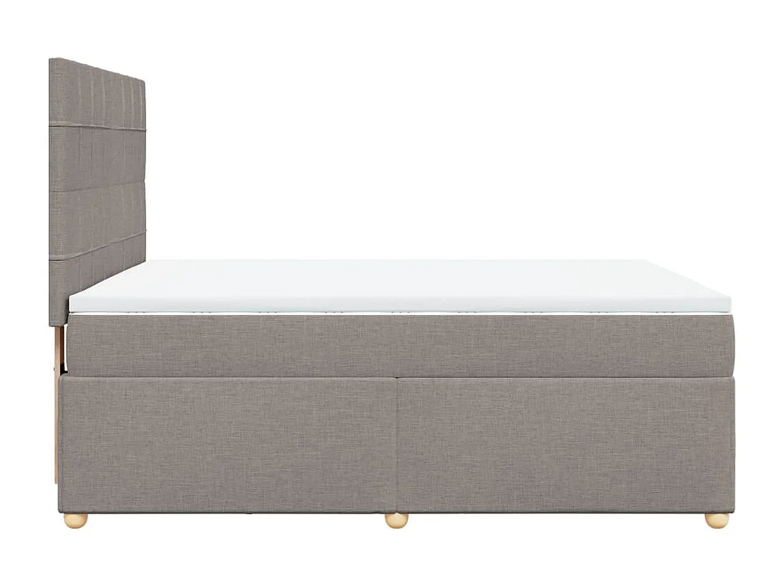 Cama box spring con colchón tela gris taupe 160x200 cm