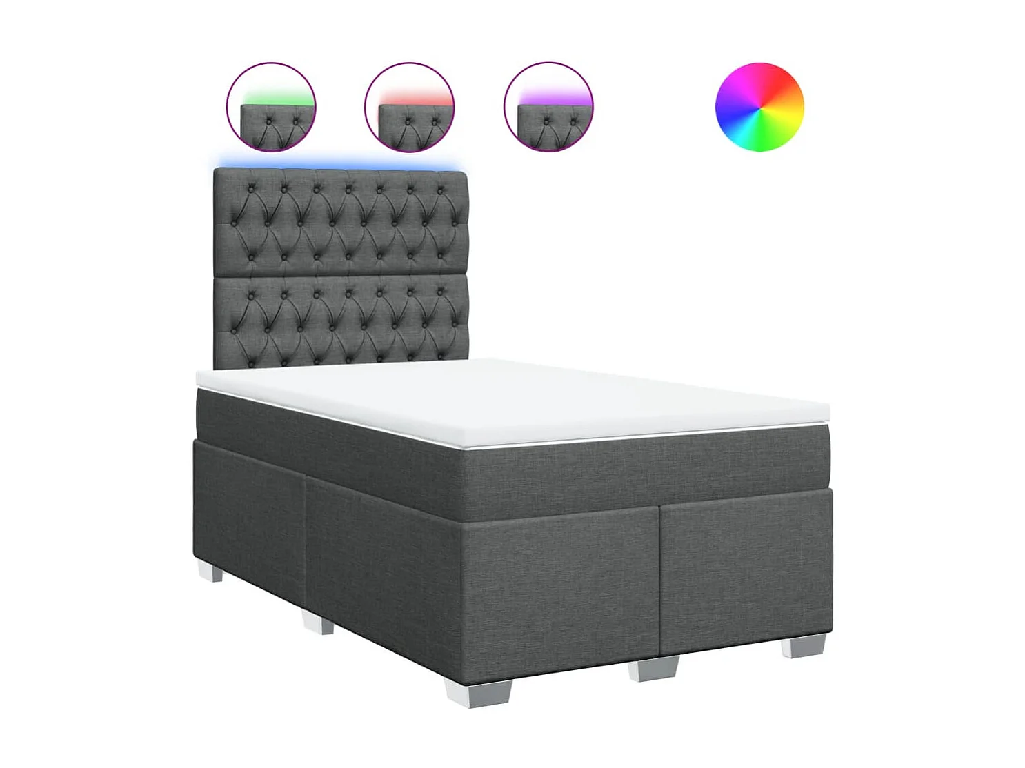 Sommier à lattes de lit avec matelas gris foncé 120x190cm tissu