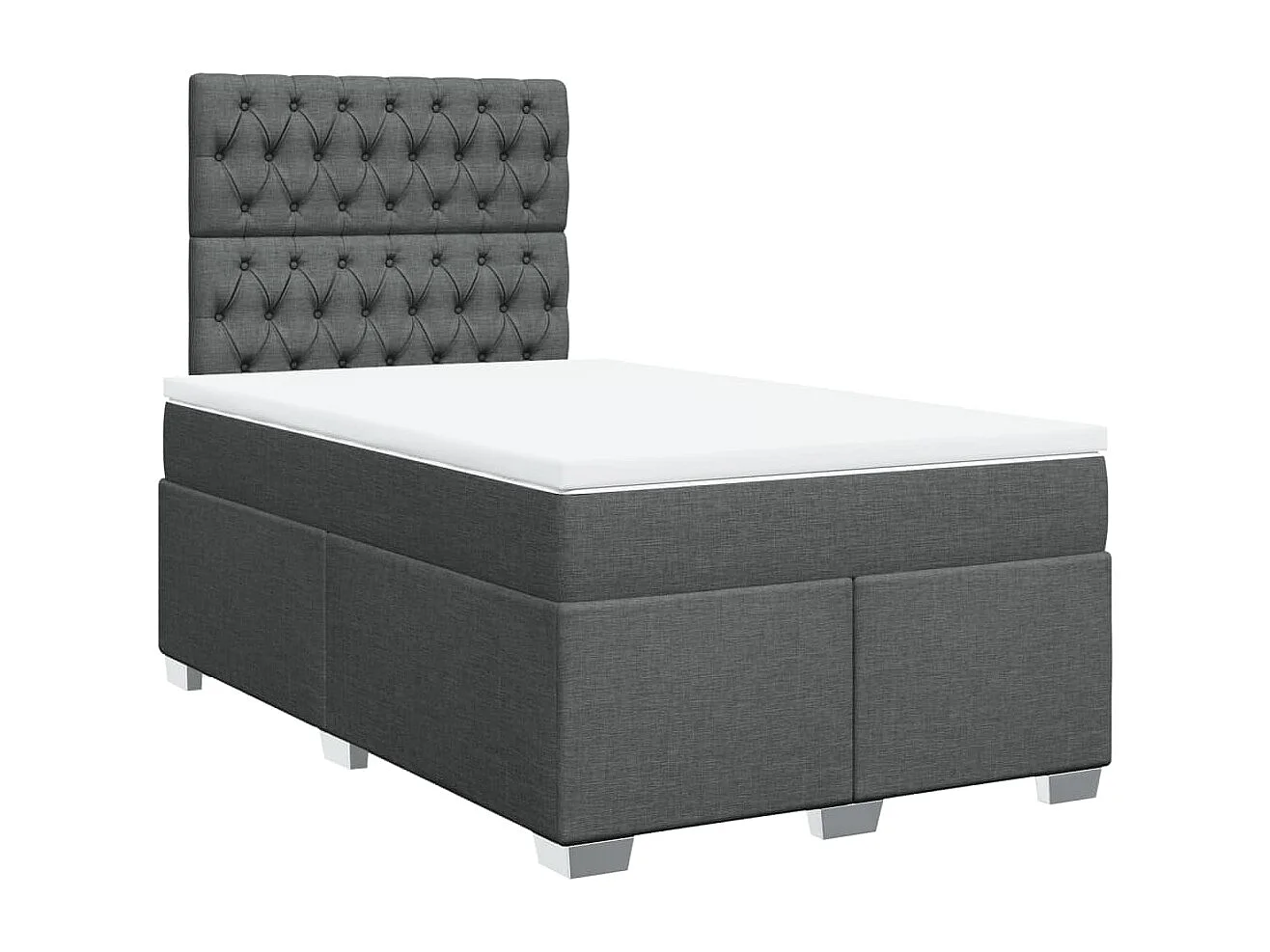 Cama boxspring com colchão 120x190 cm tecido cinzento-escuro
