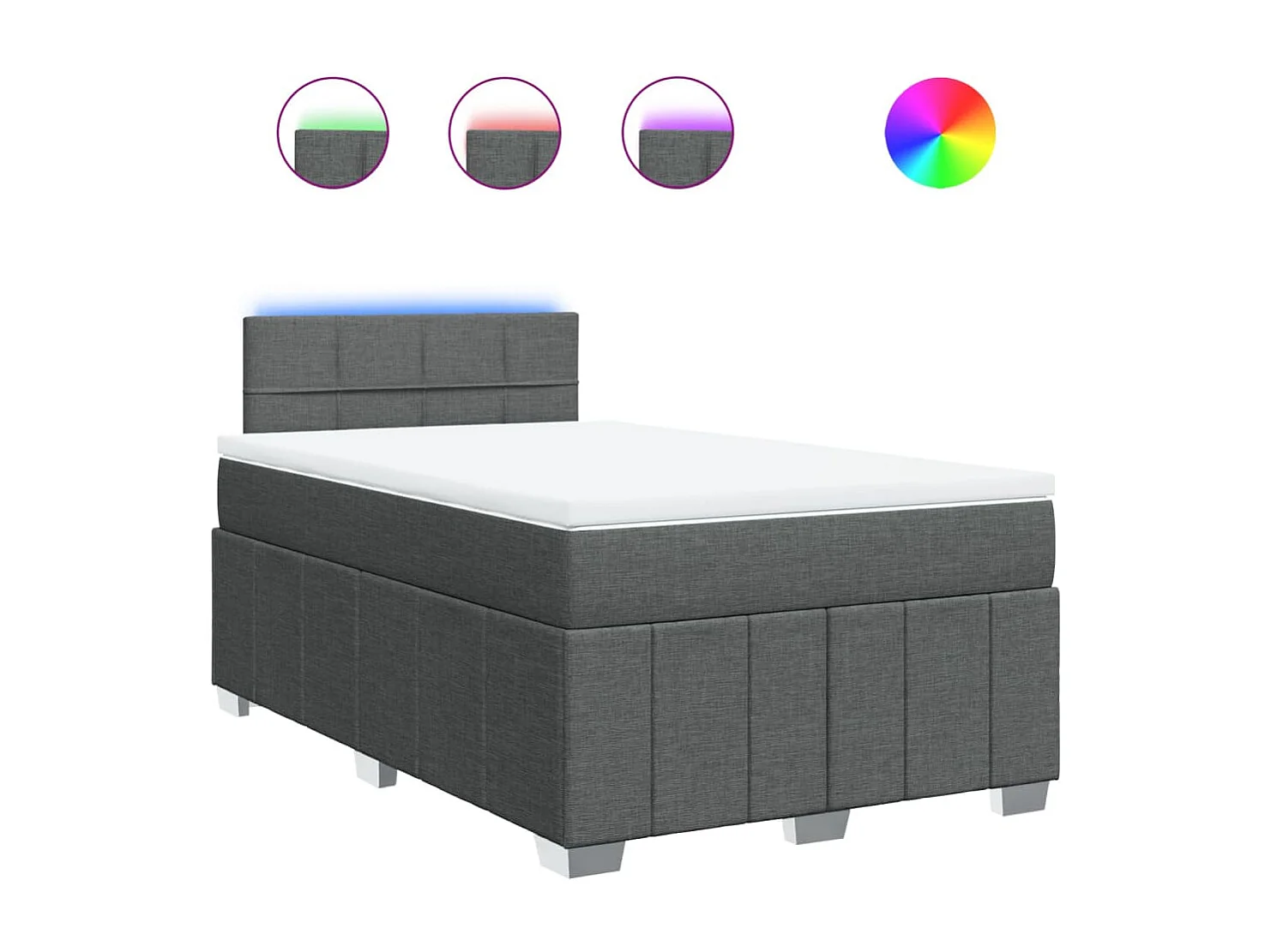 Cama boxspring com colchão 120x190 cm tecido cinzento-escuro