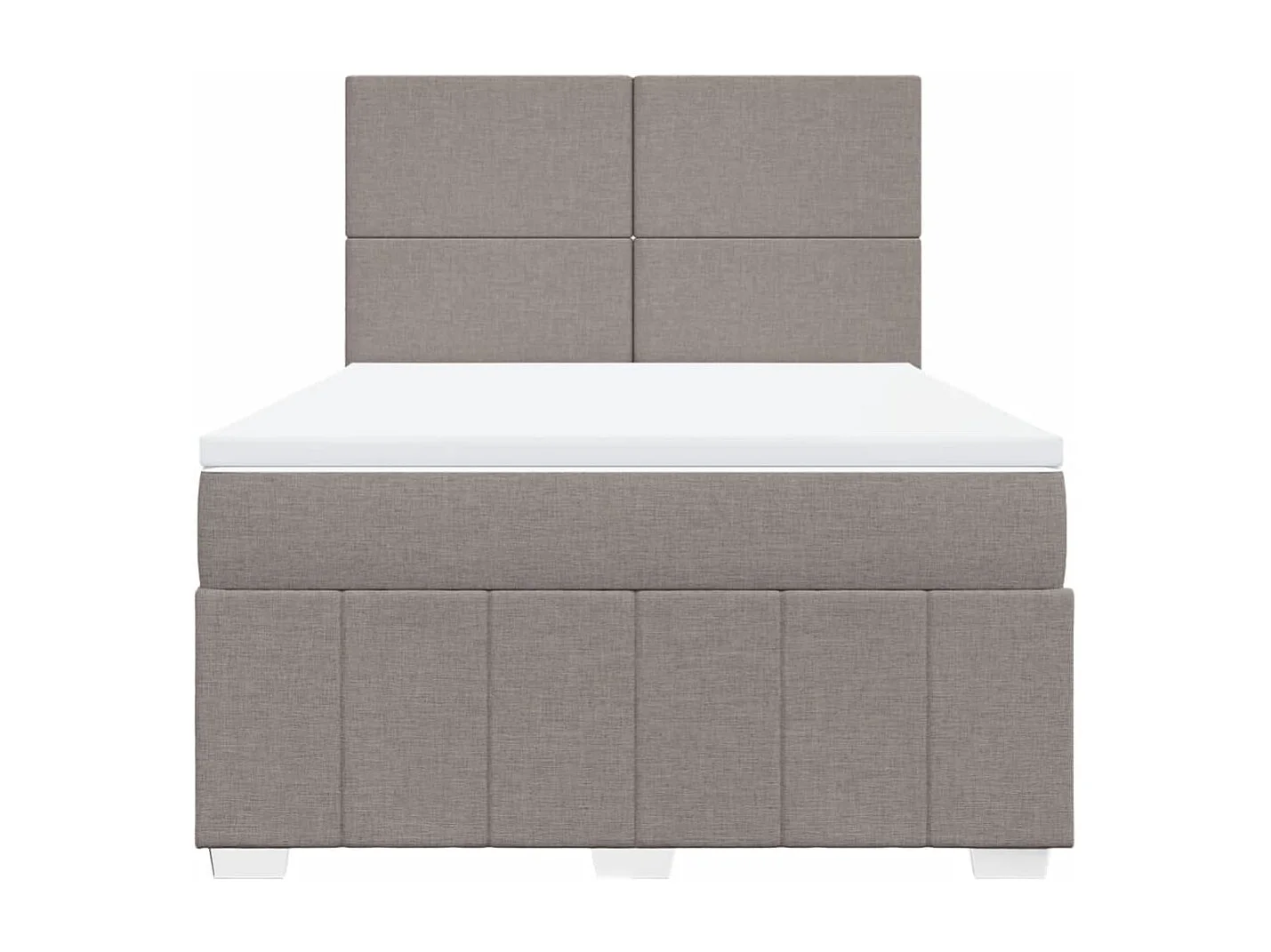 Cama box spring con colchón tela gris taupe 140x200 cm